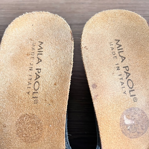 Mila Paoli BlueGray Suede Wedge Mules - Picture 3 of 4